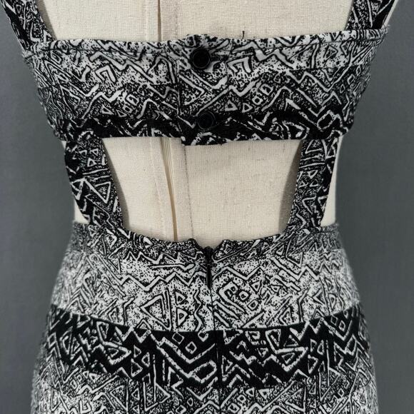 Nom De Plume Yaya Abstract Geometric Print Maxi Dress M Black White Cut Outs - Picture 9 of 13